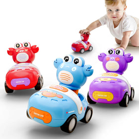iPlay iLearn press-to-go crab car front view; quick action for toddlers.