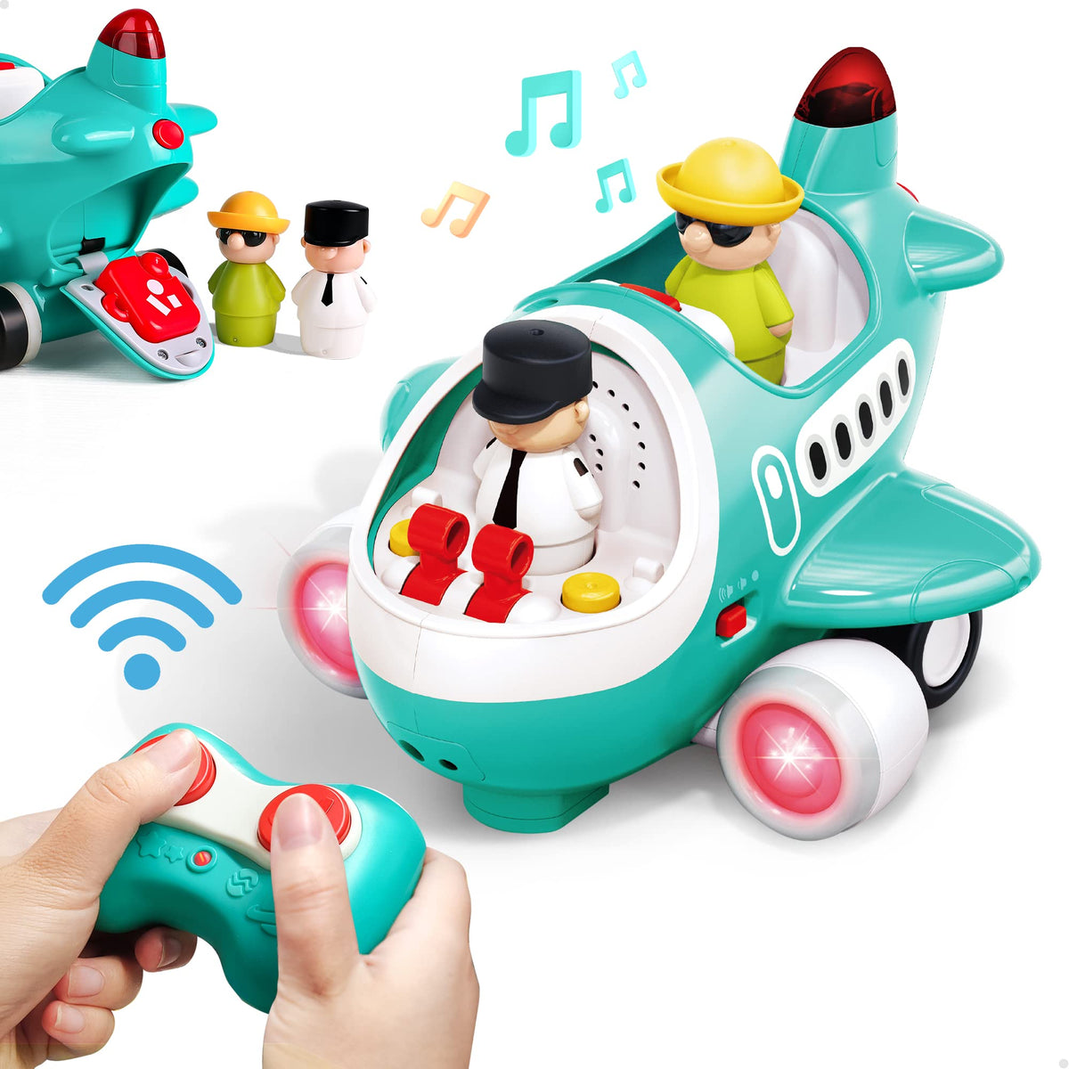 iPlay iLearn remote-control plane front view shows easy-grip controls for toddlers