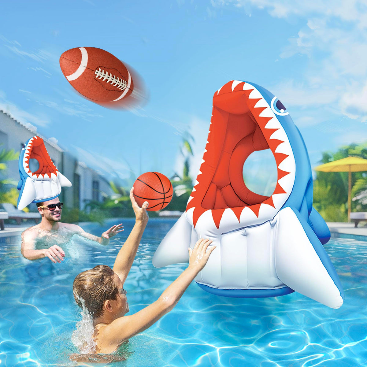 iPlay iLearn shark pool hoop for family-friendly water games.