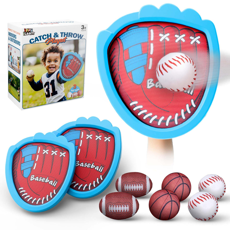 iPlay iLearn toddler baseball toy paddles for easy catching and active play.