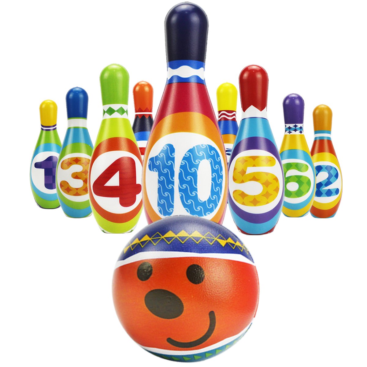 Toddler-friendly bowling activity that supports coordination and balance.