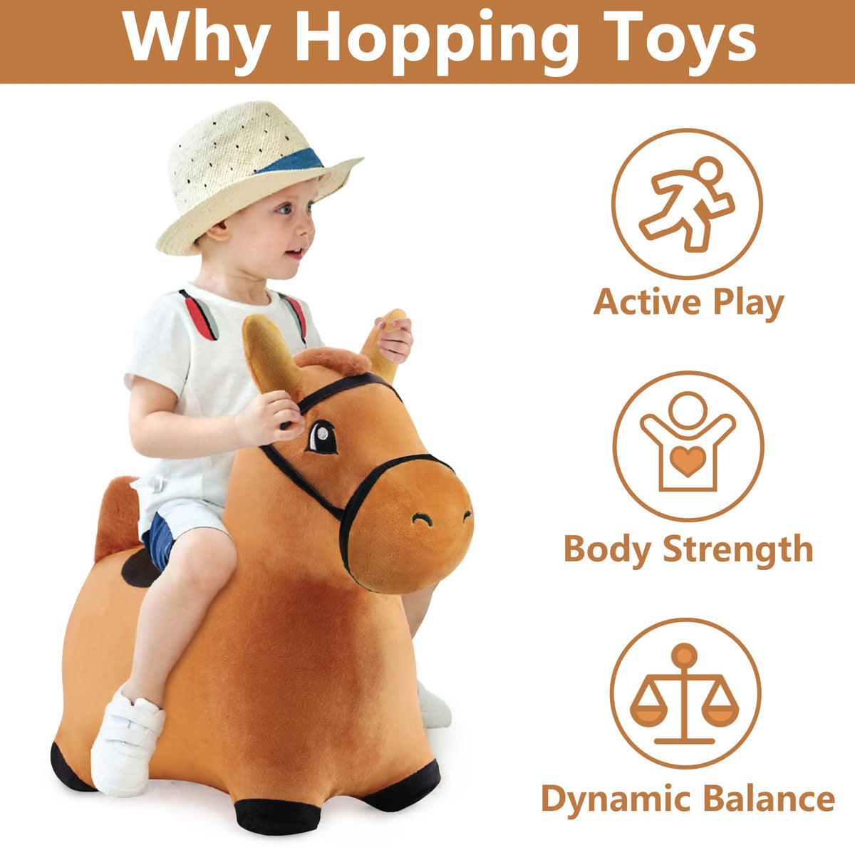 iPlay iLearn inflatable ride-on hopper with pump included for quick setup