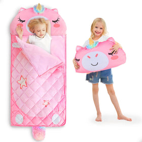 iPlay iLearn unicorn slumber sack folded pillow for cozy reading time