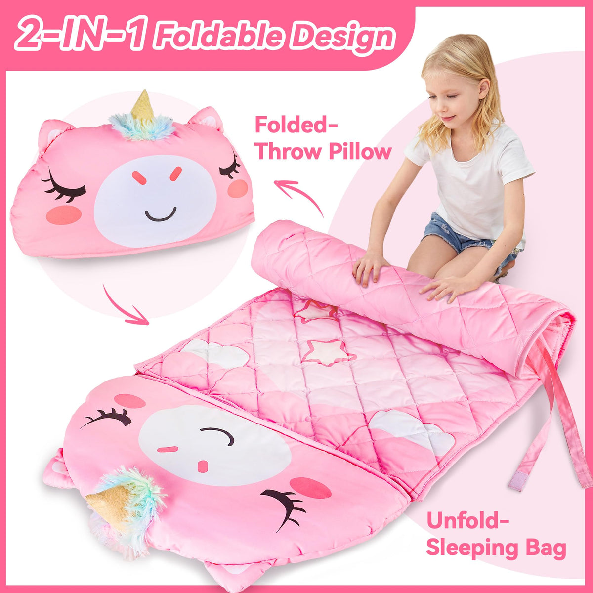 iPlay iLearn unicorn slumber sack nap mat use at preschool