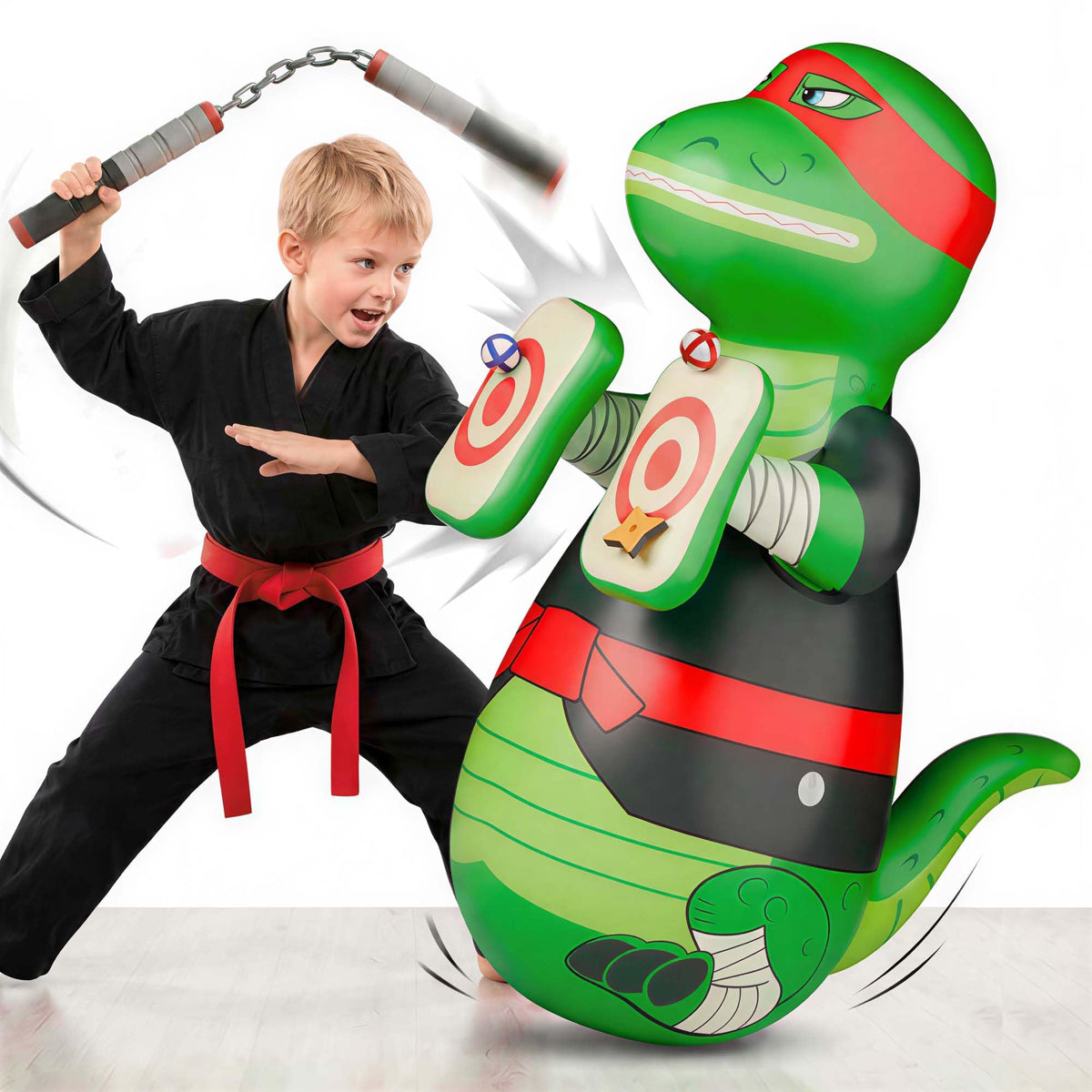 iPlay inflatable punching bag base setup for quick assembly and versatile indoor or outdoor fun.
