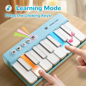 iPlay iLearn rainbow-key piano offers piano, violin, and organ sounds for exploration.