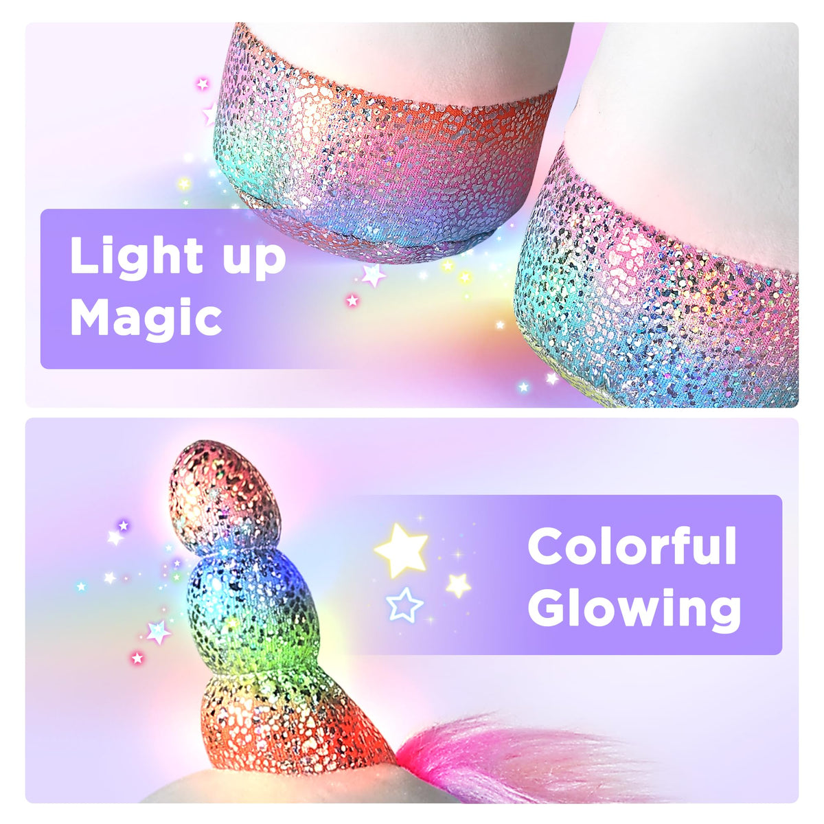 iplay plush magic unicorn sleep mode helps conserve battery during quiet time