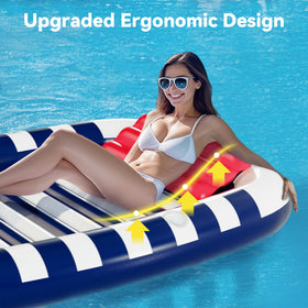 iPlay Removable Backrest Blue Lounger adapts to lounging or splashing.