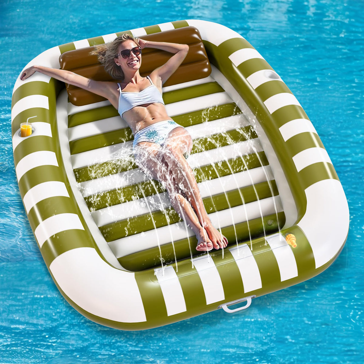 iPlay Pool Wave Lounger top view showing spacious floating area for sunning.