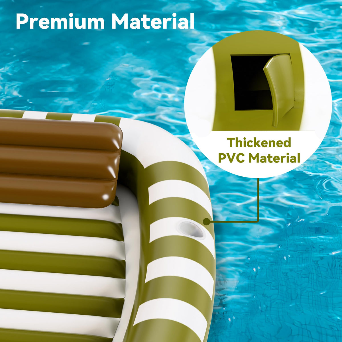 iPlay Pool Wave Lounger with built-in cup holder for drinks on deck.