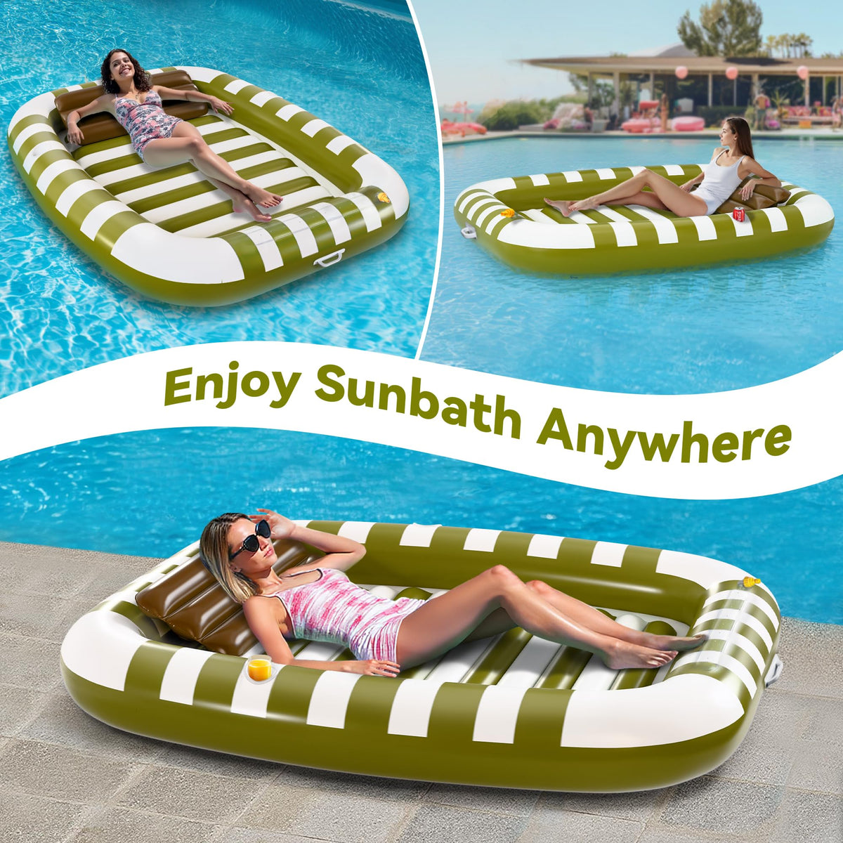 iPlay Pool Wave Lounger thickened PVC surface feels soft and durable.