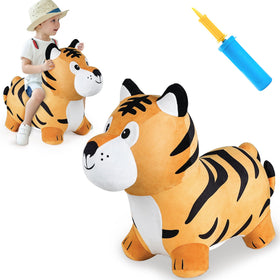 iplay tiger hopper plush body offers cozy indoor play