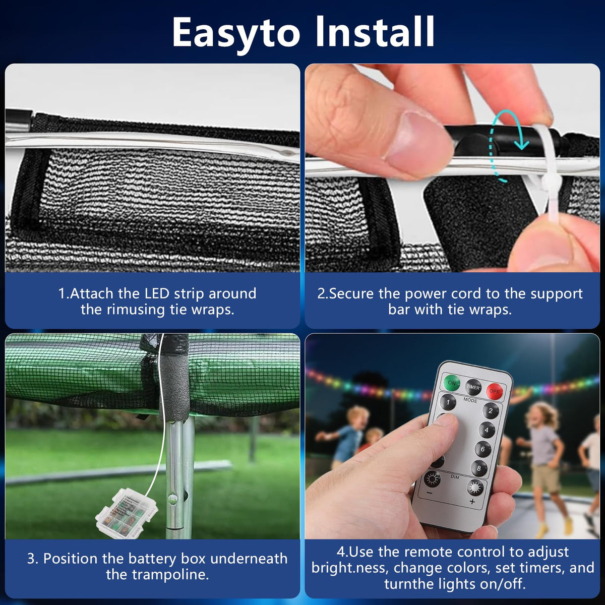 IPOOLTENG all-in-one kit includes hose, LED strip, remote, and warranty.