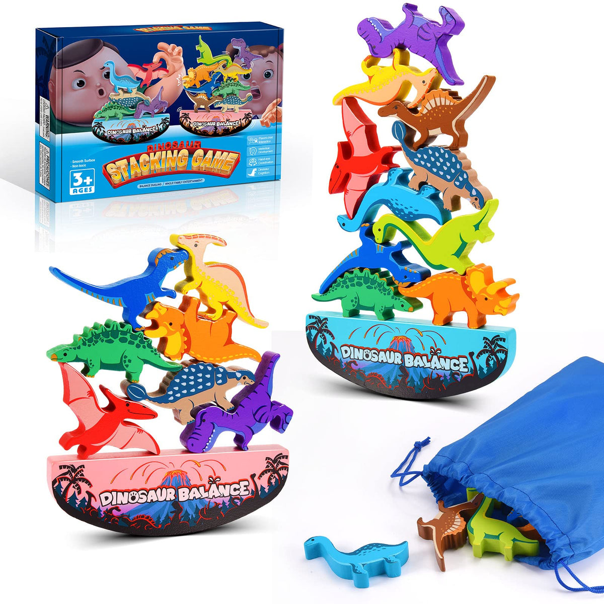 IPOURUP dinosaur blocks big palm; easy-grip design supports little hands during stacking.