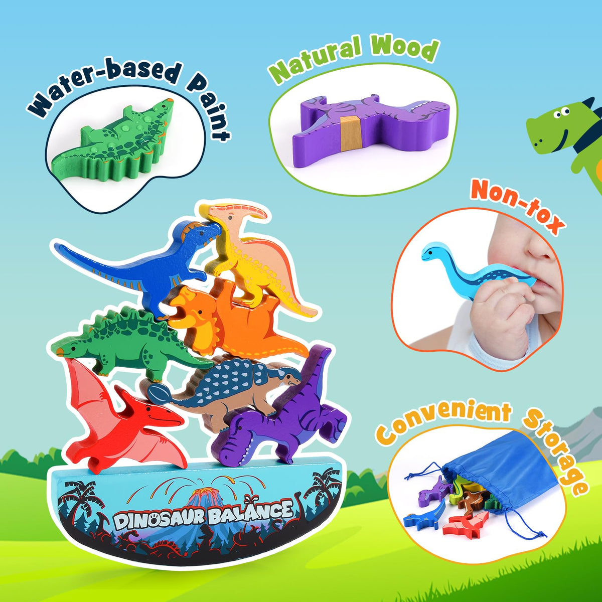 IPOURUP family dino balance game; ideal for parent-child play and lighthearted competition.