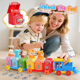 IPOURUP finger puppet animals scene supporting language during pretend play.