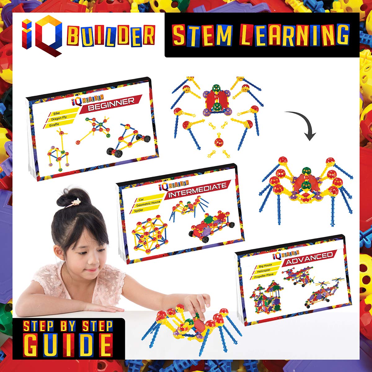IQ BUILDER building tiles enable creative construction that supports spatial reasoning.