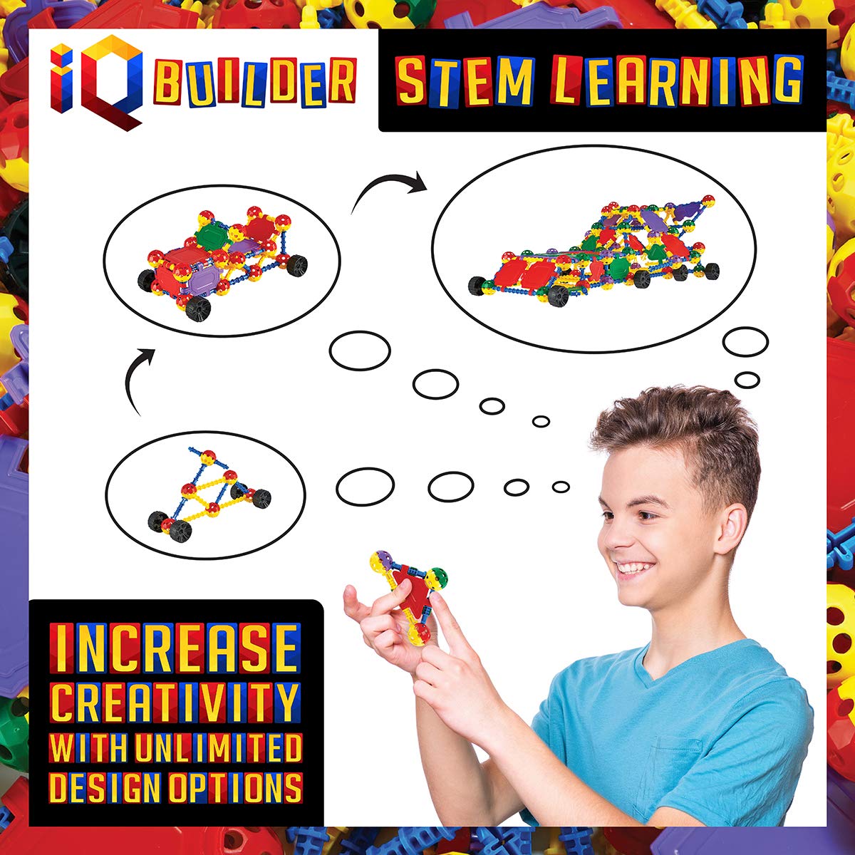 IQ BUILDER kids construct with colorful pieces for hands-on learning and focus.