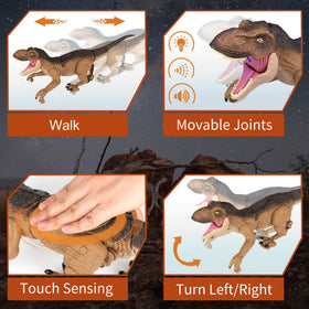 IQKidz remote-control dino 11-button remote enables precise motion control.