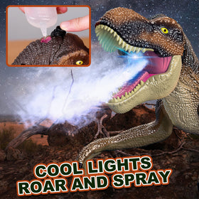 IQKidz remote-control dino sprays mist for lifelike action moments.