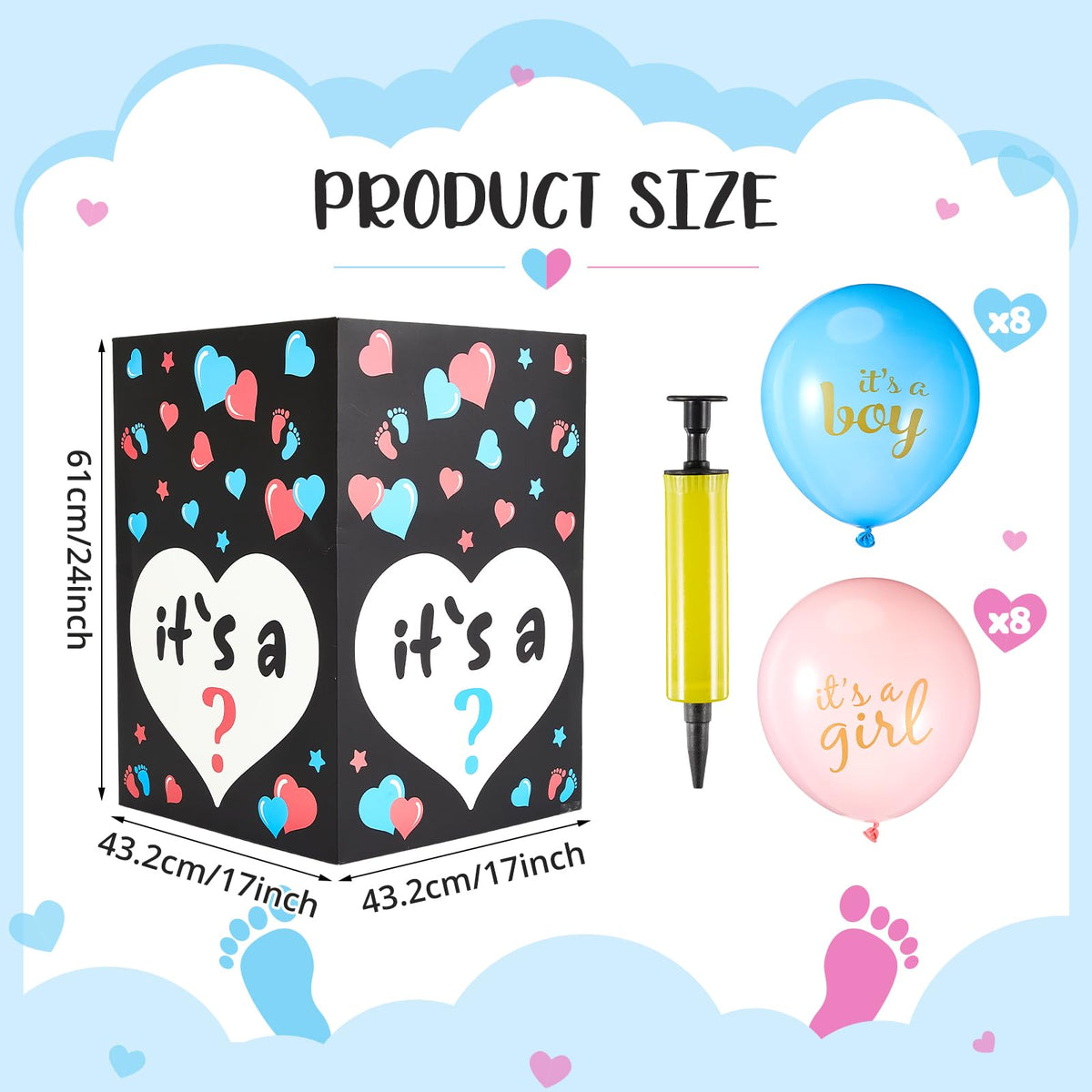Ireer pink and blue balloons pack for a color reveal moment
