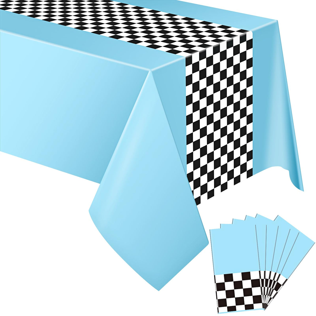 Irenare racing tablecloth six-sheets pack enables quick, festive race-themed party setup.