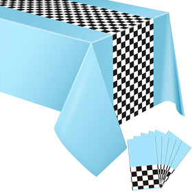 Irenare racing tablecloth six-sheets pack enables quick, festive race-themed party setup.