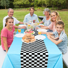 Irenare vintage racing design tablecloth brings nostalgic flair to any venue.