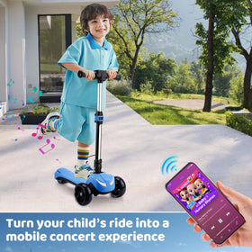 IRIMMY scooter with Bluetooth music enhances rides for kids.