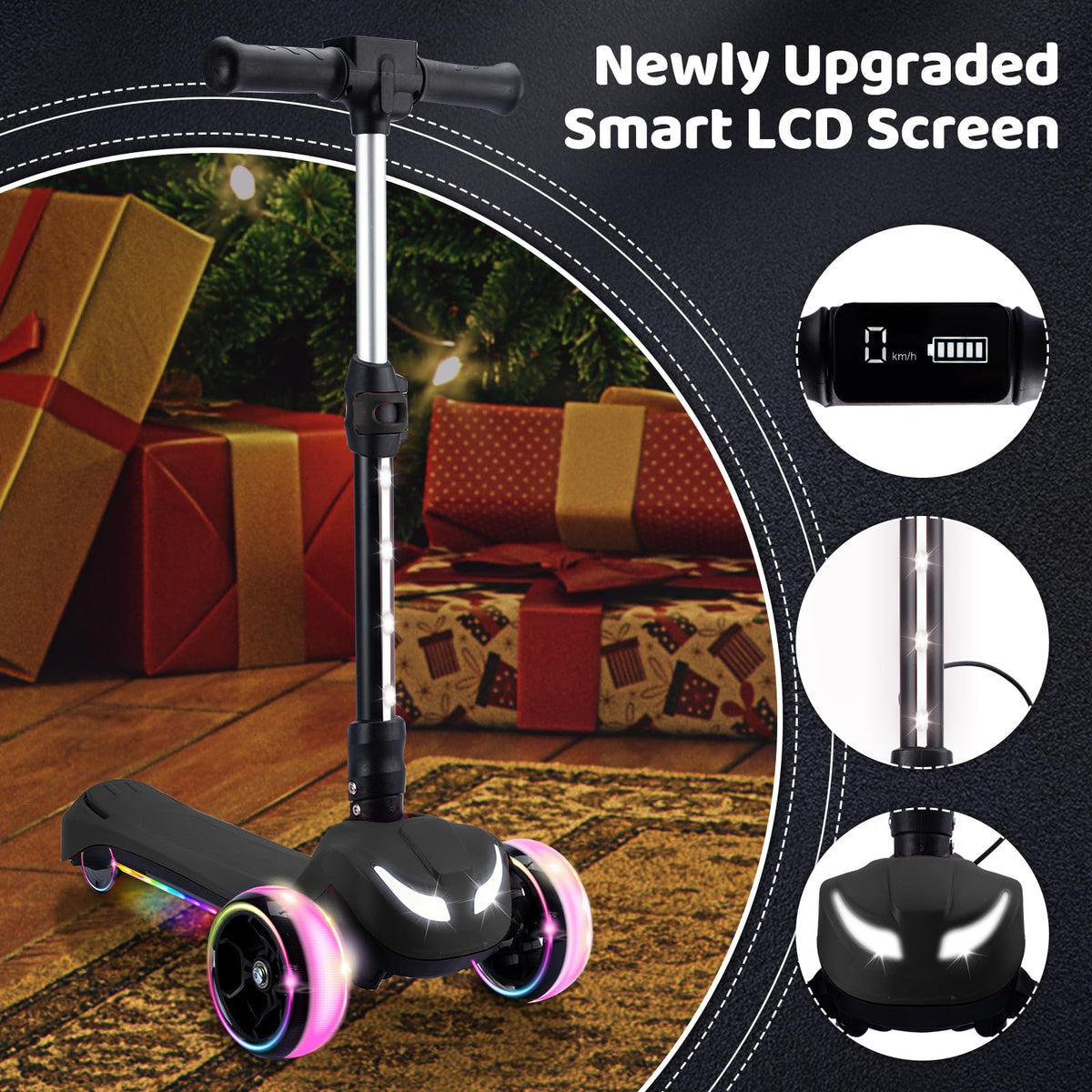 IRIMMY LED deck and wheels improve visibility and style on streets.