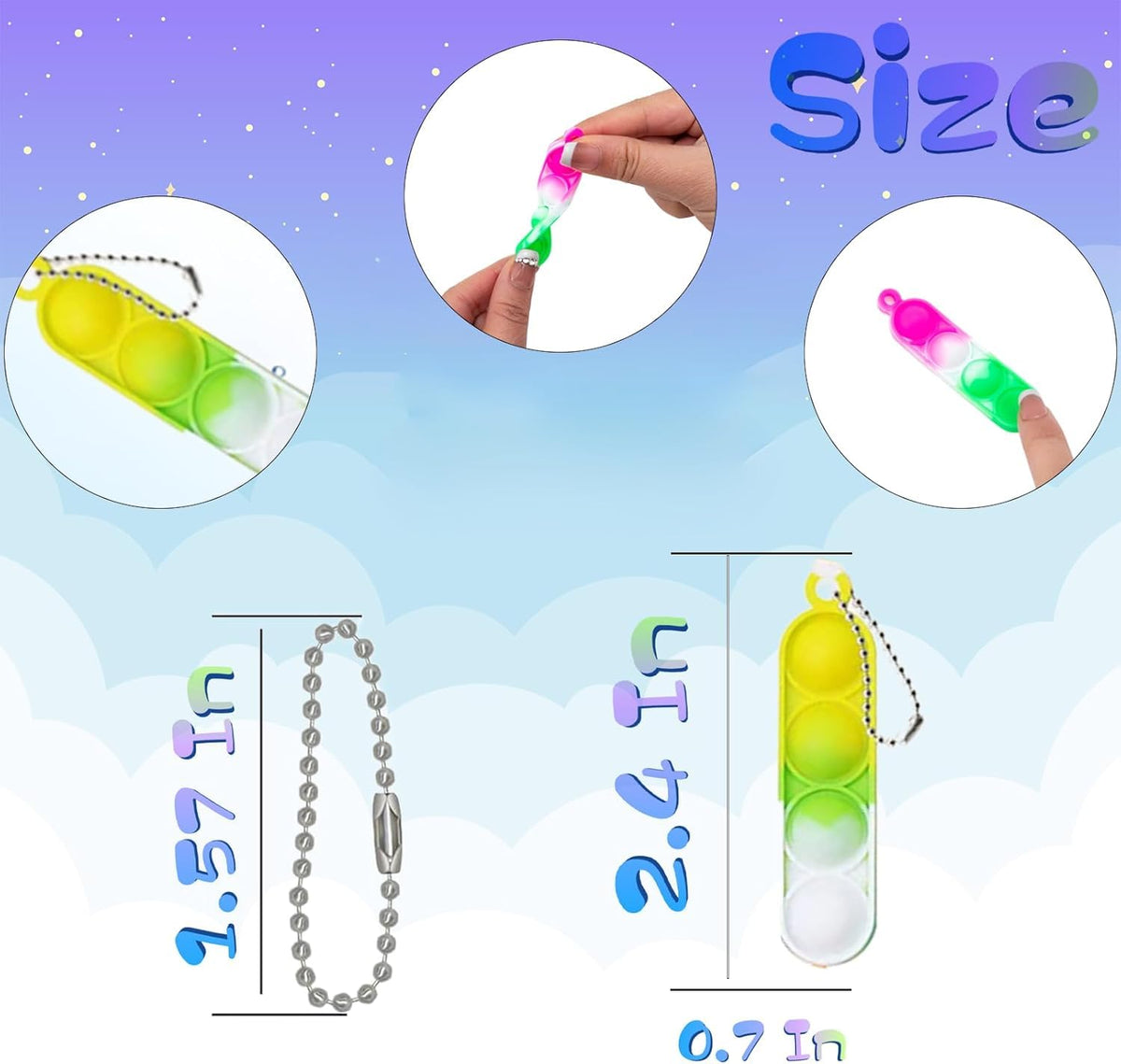 Irnushka mini pop keychain close-up shows durable silicone and satisfying pops for focus
