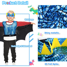 IROLEHOME Dinosaur Wings available in blue, green, and purple for ages 3–10.