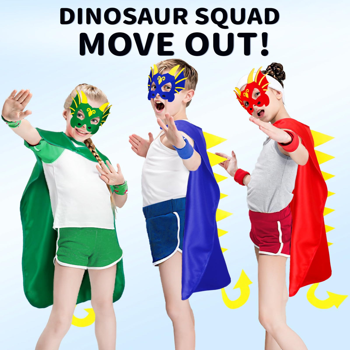 iROLEWIN adjustable dino cloaks, comfortable fit for ages 3 to 9.