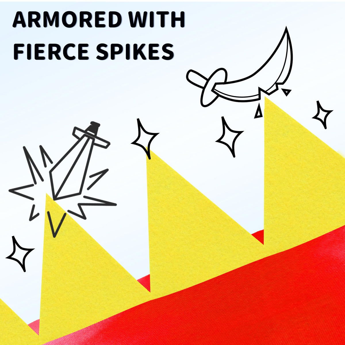 iROLEWIN dino spikes 4-inch back, dramatic detail for pretend battles.