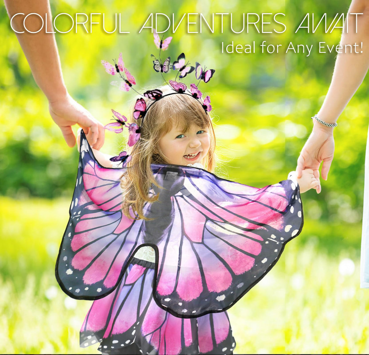 irolewin kids butterfly wings costume elastic 3-point design for secure fit