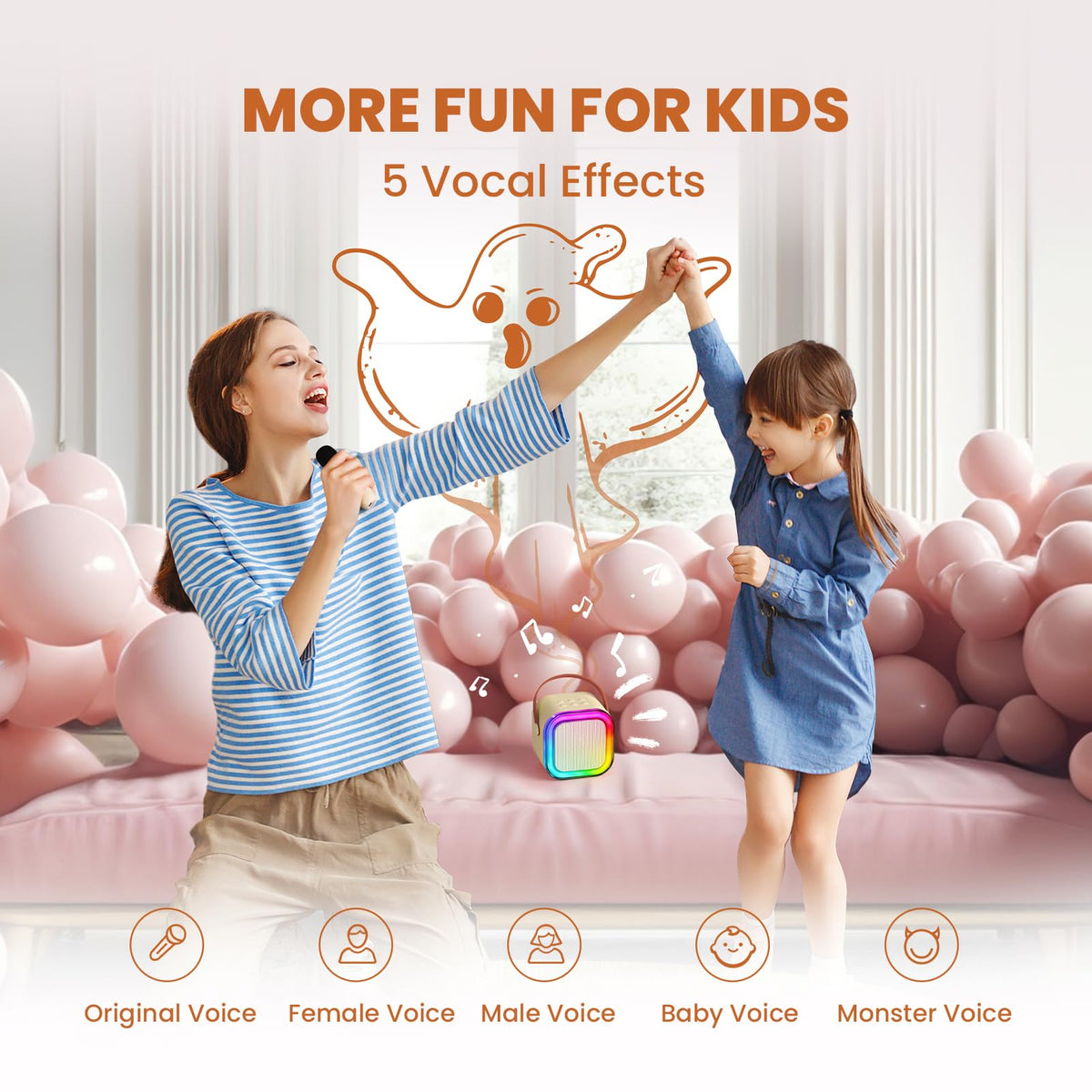 IROO karaoke Bluetooth pairing for wireless music and microphones