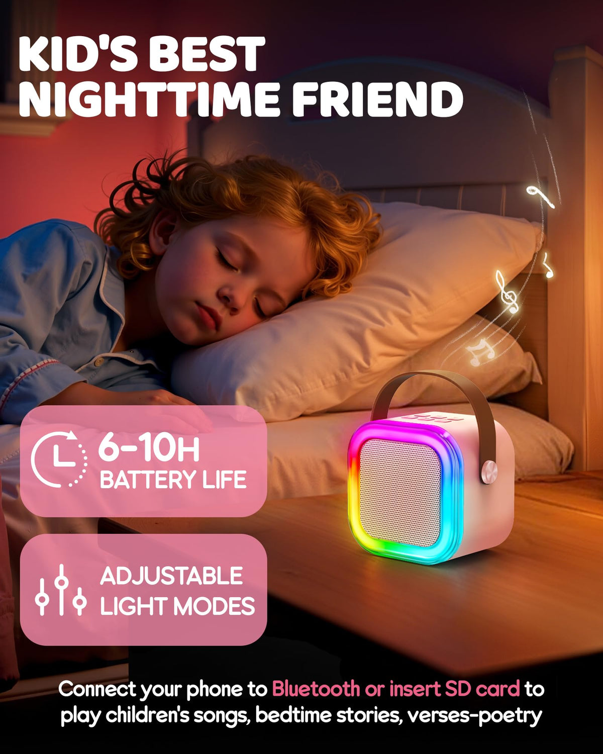 IROO built-in headphone jack enables private listening for quiet nights.