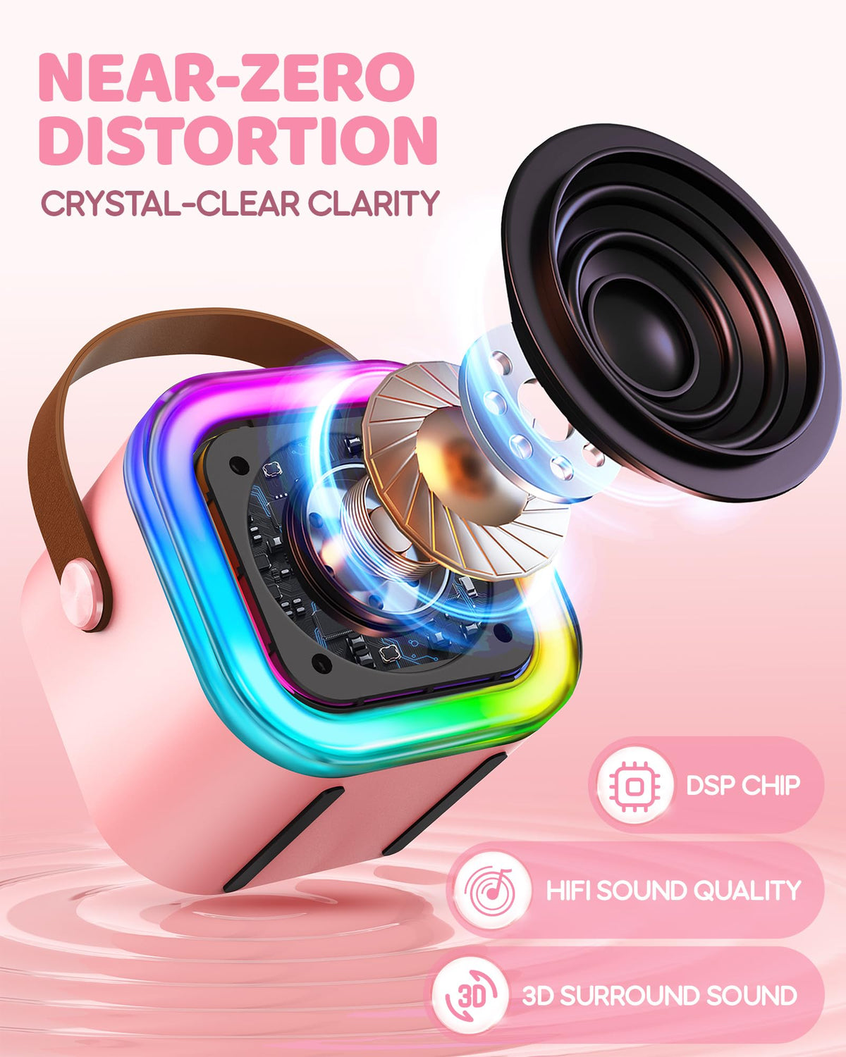 IROO light show with stage-like disco lights enhances party atmosphere.