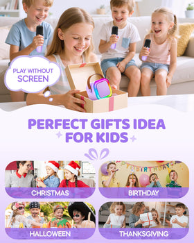 IROO karaoke with dual wireless mics lets siblings sing together.