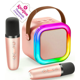 IROO mini karaoke machine front view showing compact design for easy family sing-alongs.