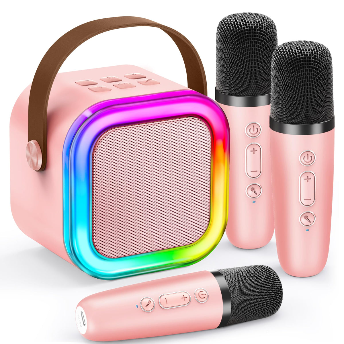 IROO mini karaoke machine front view, ready for family singing sessions.