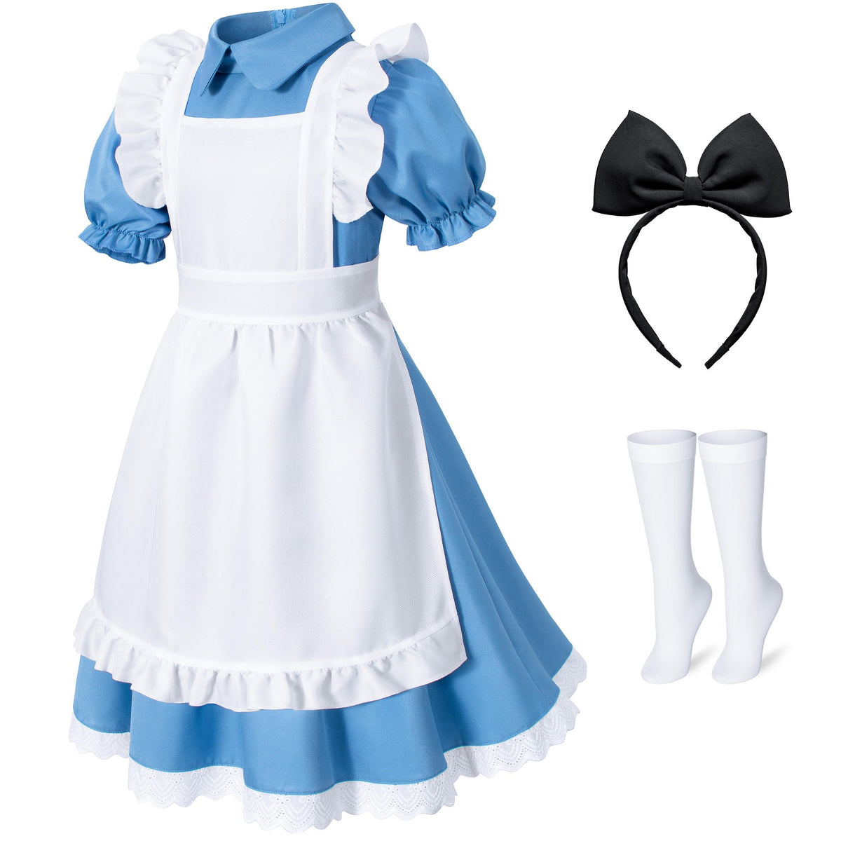 Irtysh girl blue dress with white apron set for playful cosplay