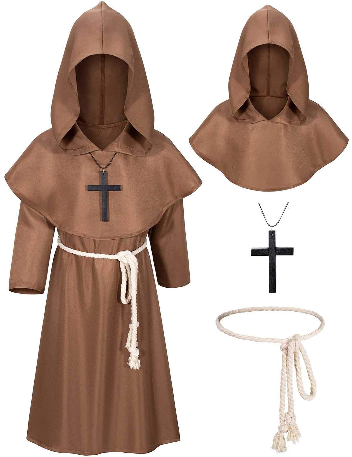 Irtysh Kids Medieval Monk robe with hood for imaginative cosplay play