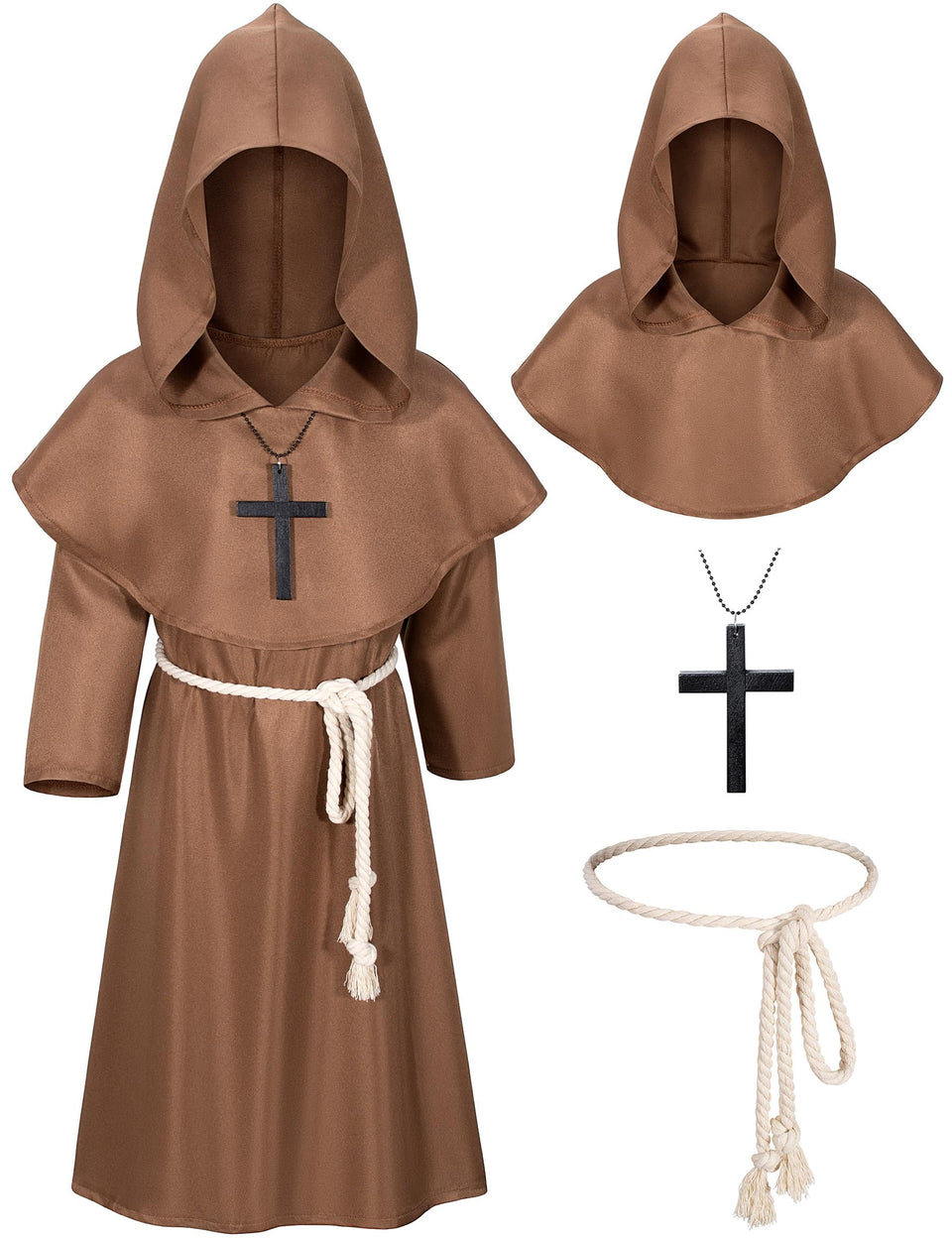Irtysh Kids Medieval Monk robe with hood for imaginative cosplay play