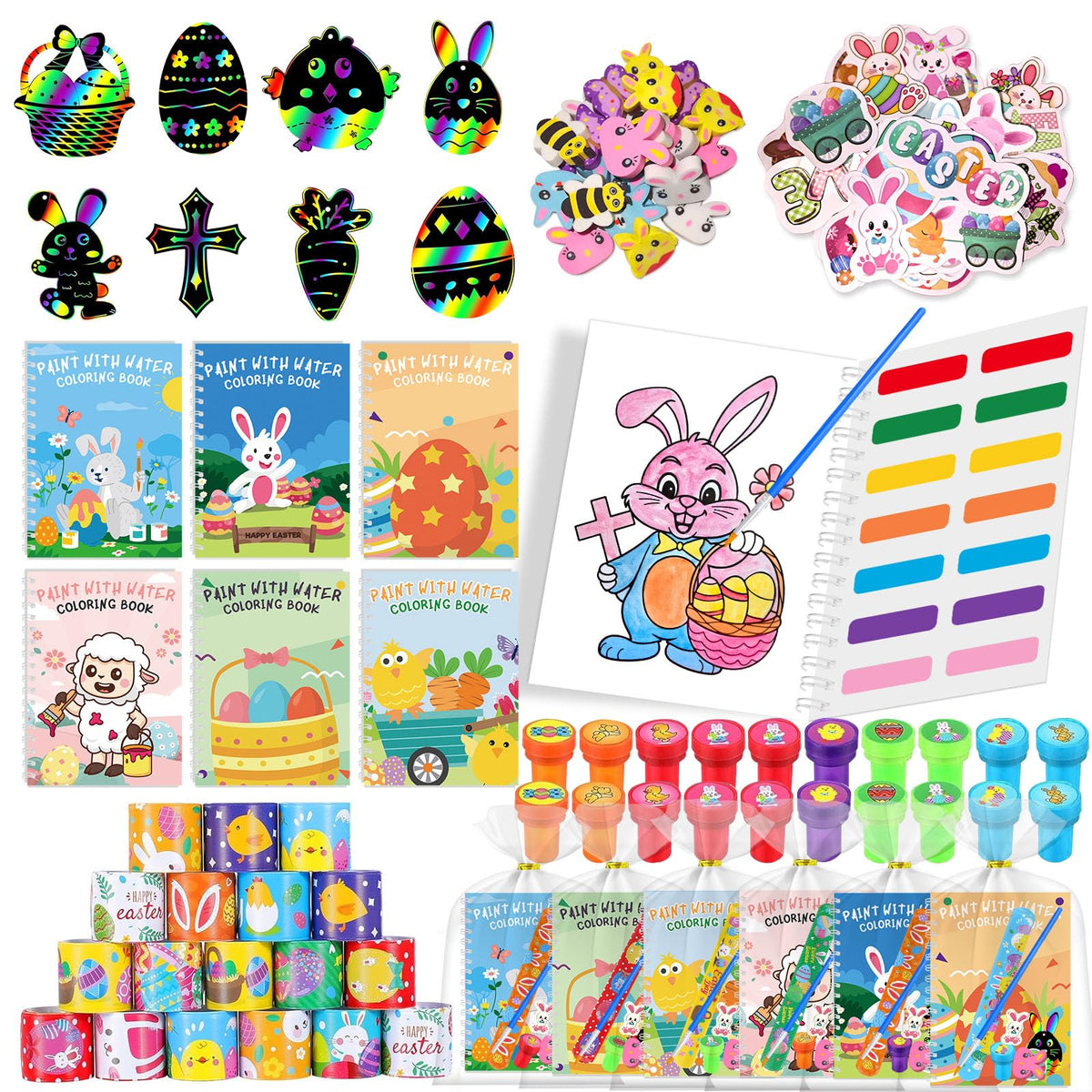 iRugosa hapfyer 192-piece Easter coloring books set for classroom gifts.