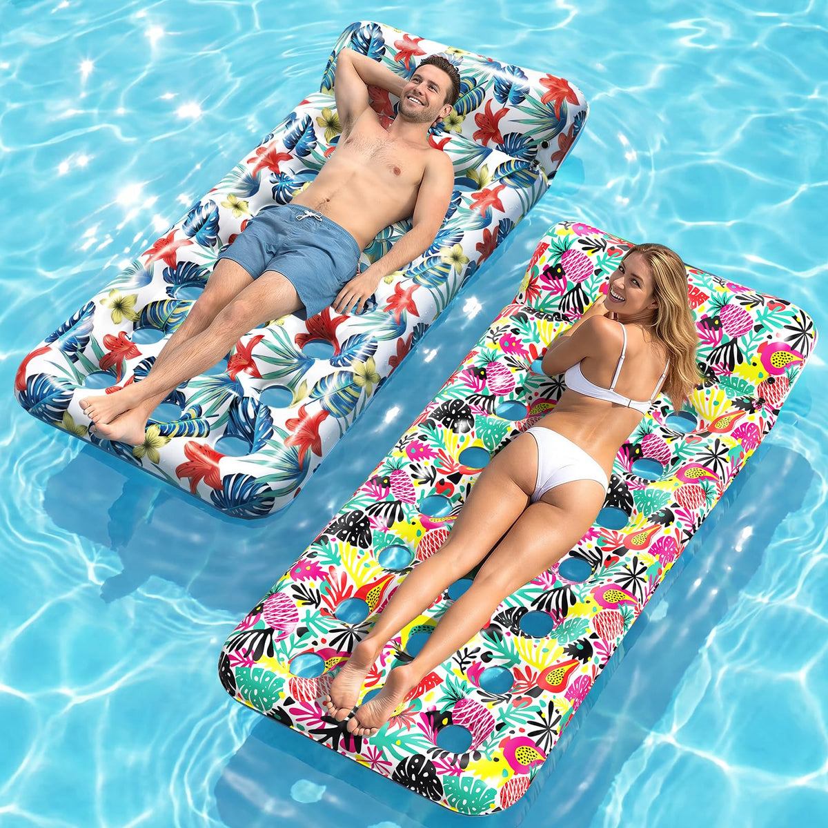 IRUIRUI pool float with headrest for cloud-like comfort during sun-soaked lounging