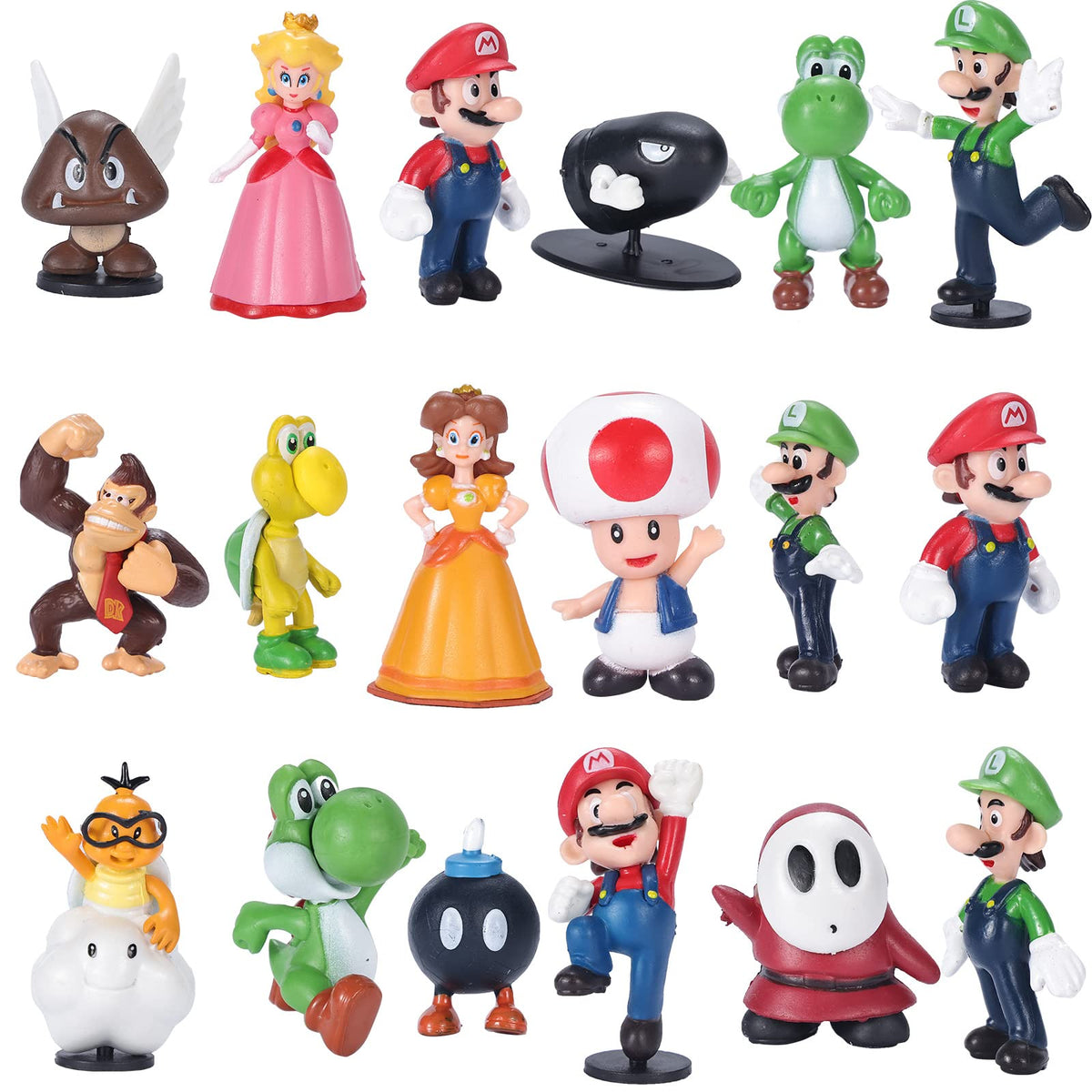 Isaneihas Mario figures set, 18 pieces, ideal for display, playtime, and cake toppers.
