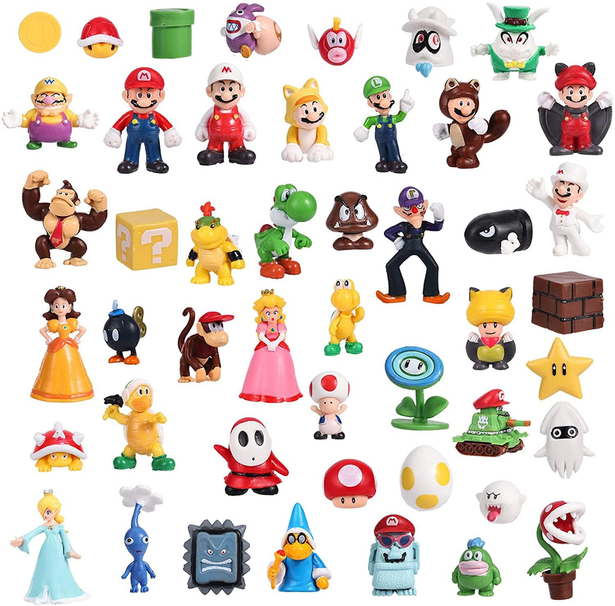 Isaneihas Mario figures set, 48 pieces, ideal for display and cake toppers.