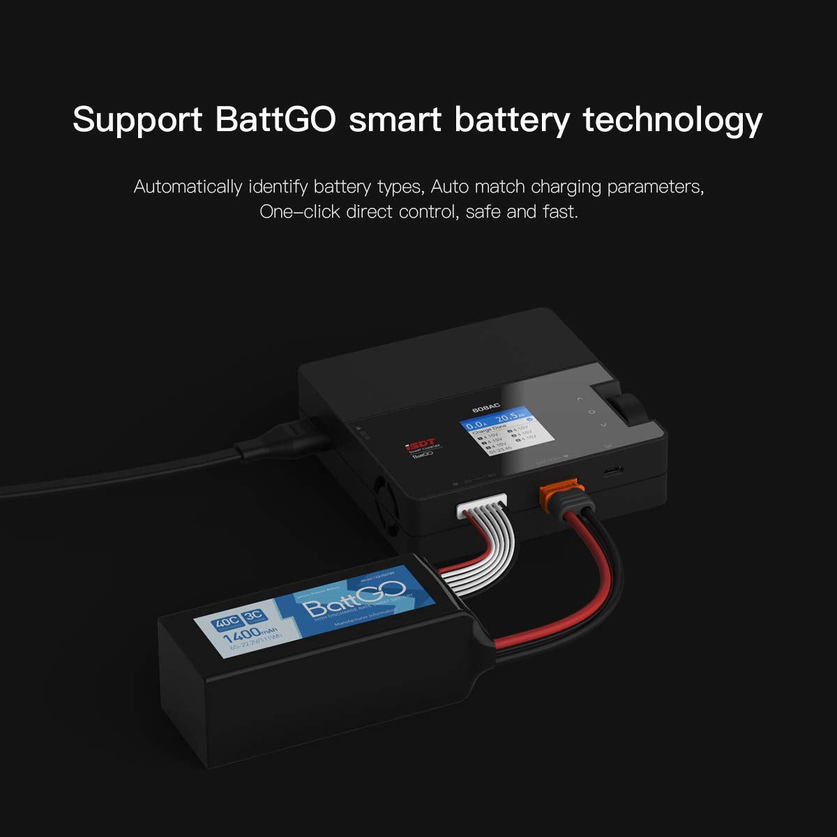 ISDT 608AC shuttle control simplifies setup and operation.