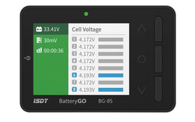 ISDT BG-8S display panel shows cell voltages for quick health checks